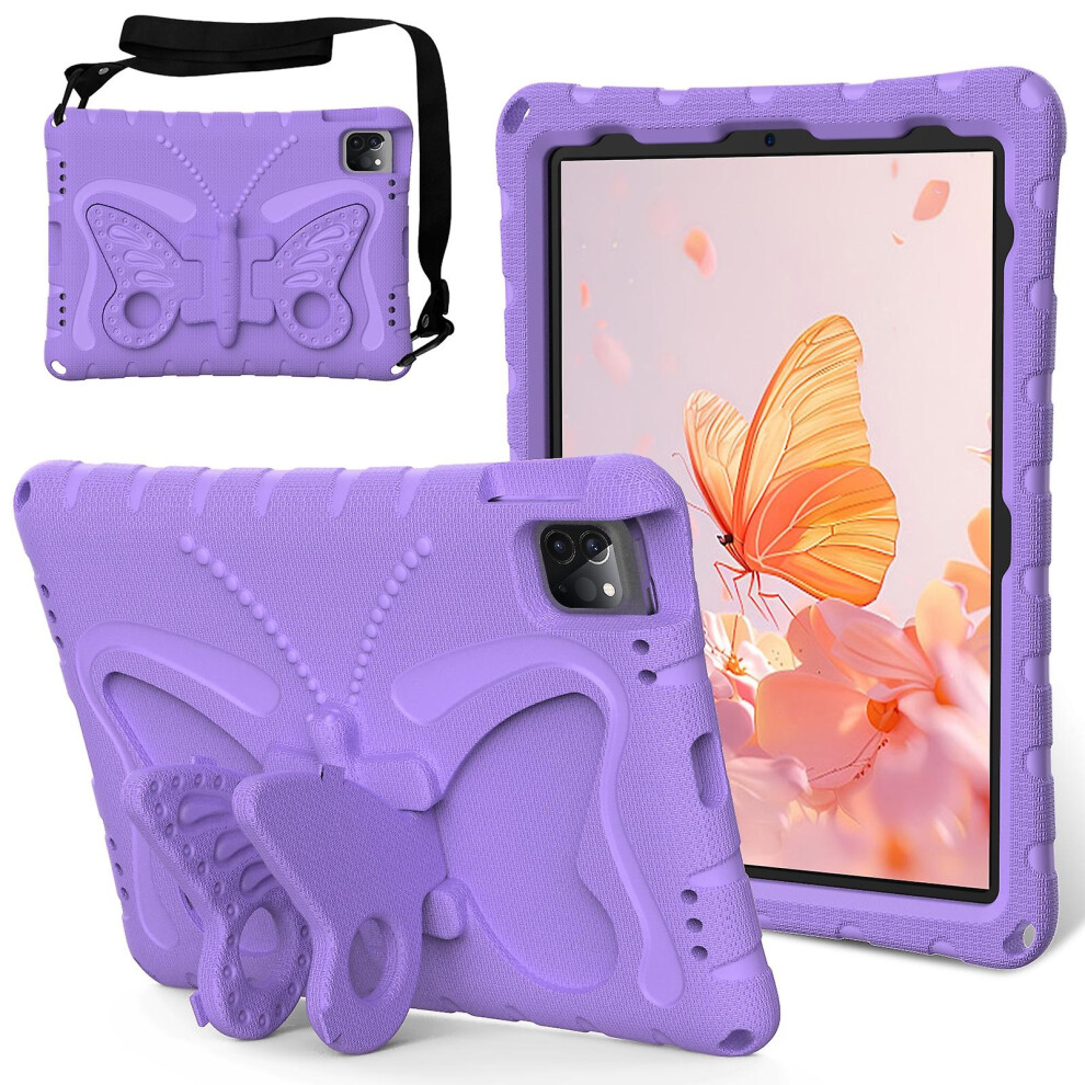 Compatible Ipad Pro 11 2024 Butterfly Bracket Eva Shockproof Tablet Case:light Purple 8273334366575