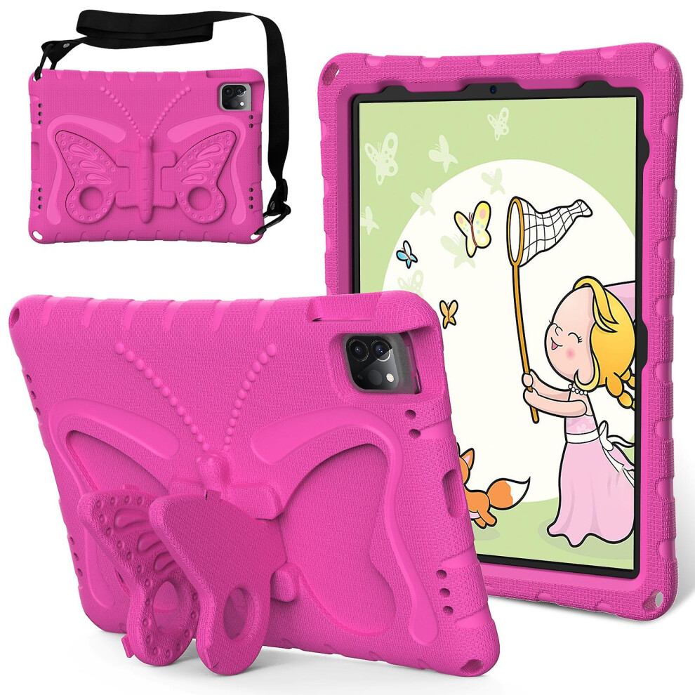 Compatible Ipad Pro 11 2024 Butterfly Bracket Eva Shockproof Tablet Case:rose Red 8273334366612