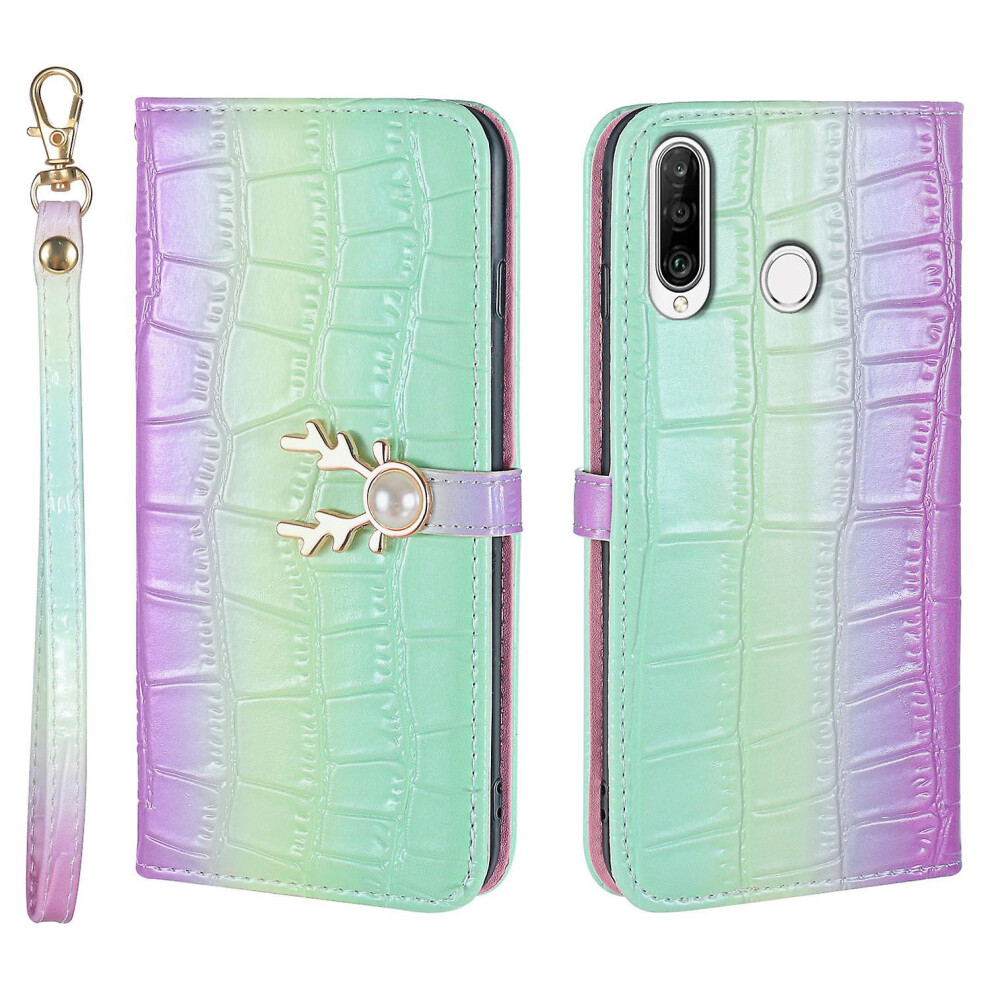 Compatible Huawei P30 Lite Phone Case With Strap:gradient Green 3715007222085