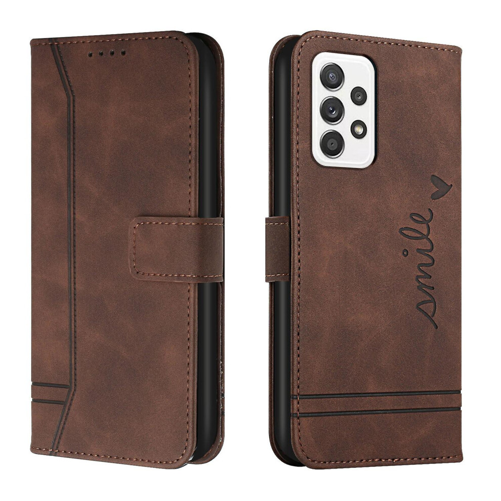 Leather Magnetic Closure Case With Flip Wallet Stand Function Cover Compatible Samsung Galaxy A53 5G: Brown 8303483114786