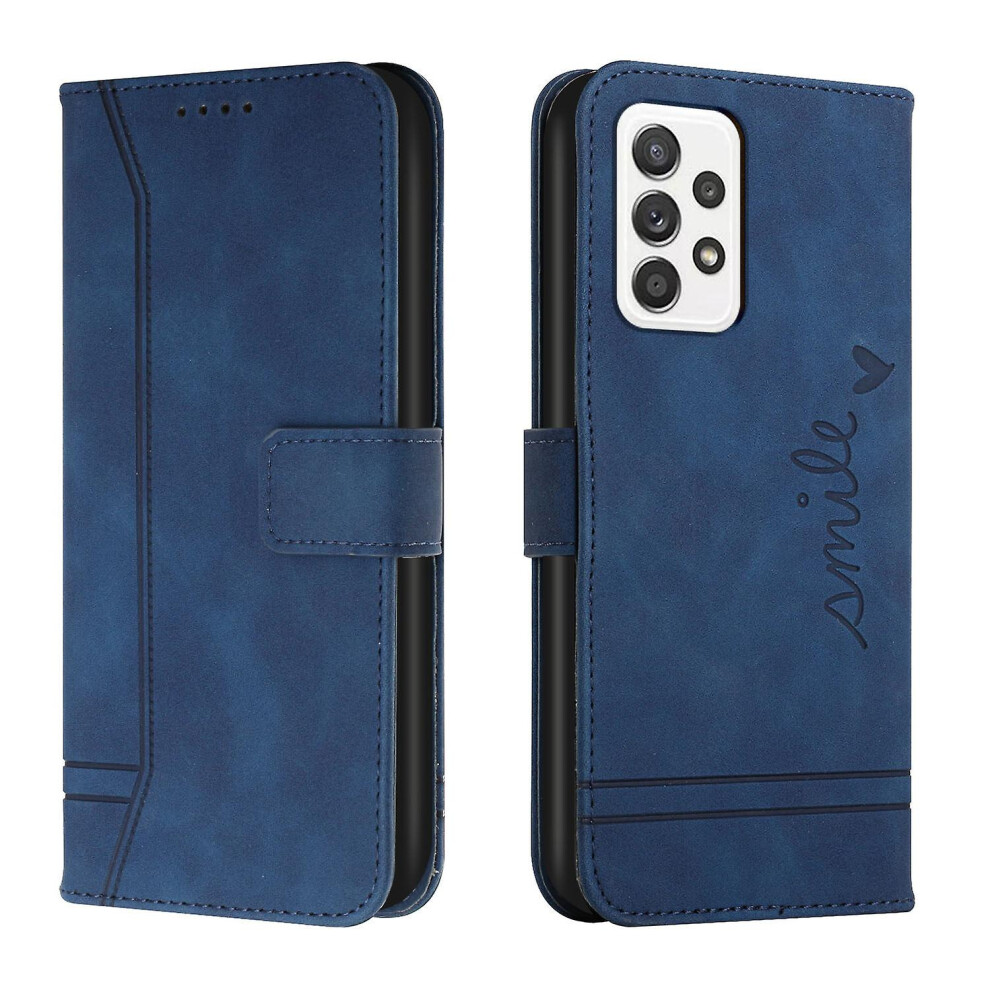 Leather Magnetic Closure Case With Flip Wallet Stand Function Cover Compatible Samsung Galaxy A53 5G: Blue 8303483114779