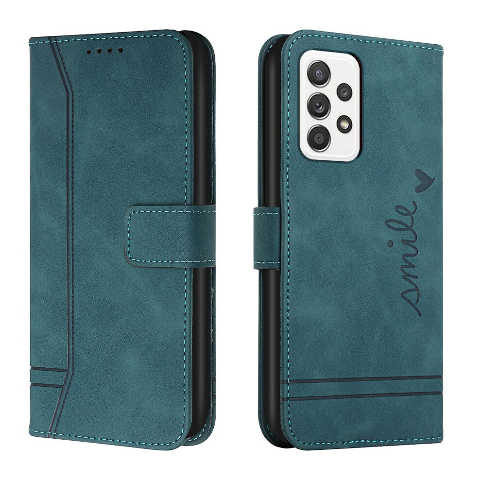 Leather Magnetic Closure Case With Flip Wallet Stand Function Cover Compatible Samsung Galaxy A53 5G: Green 8303483114793