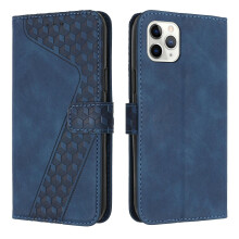 iphone11 pro max Case, PU Leather Flip Cover Magnetic Clasp Design Wallet Card Slots Stand Case:Blue
