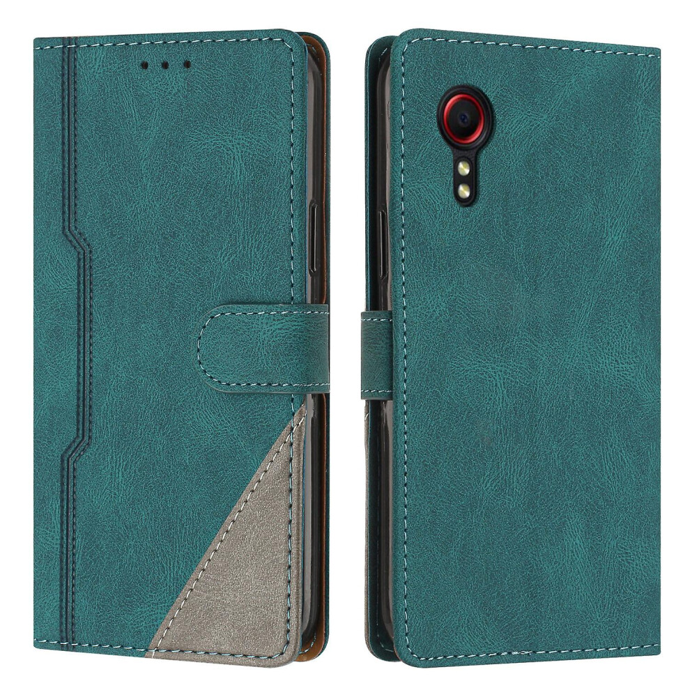 Leather Magnetic Clasp Case With Flip Wallet Stand Function Cover Compatible Samsung Xcover 5: Green 3248990255315