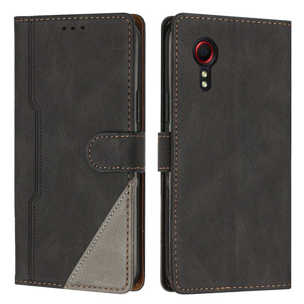 Leather Magnetic Clasp Case With Flip Wallet Stand Function Cover Compatible Samsung Xcover 5: Black 3248990255285