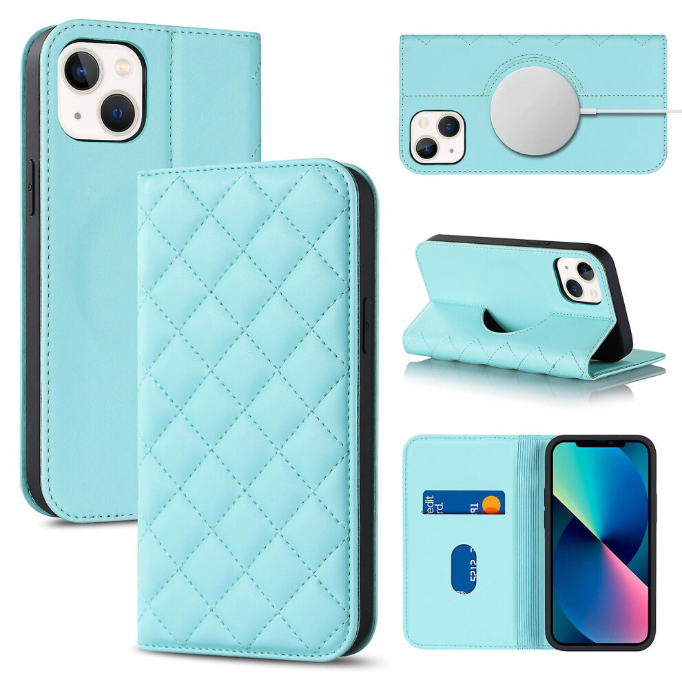 Compatible Iphone 13 Mini Case Leather Wallet Flip Phone Case With Magsafe: Green 3748264225469