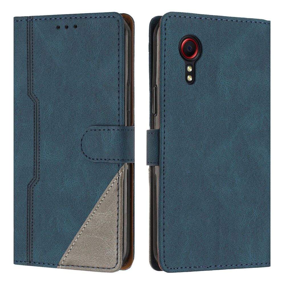 Leather Magnetic Clasp Case With Flip Wallet Stand Function Cover Compatible Samsung Xcover 5: Blue 3248990255292