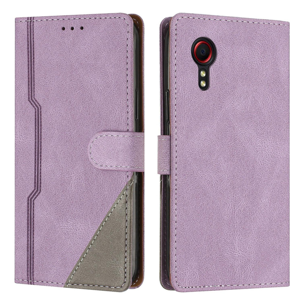 Leather Magnetic Clasp Case With Flip Wallet Stand Function Cover Compatible Samsung Xcover 5: Purple 3248990255322