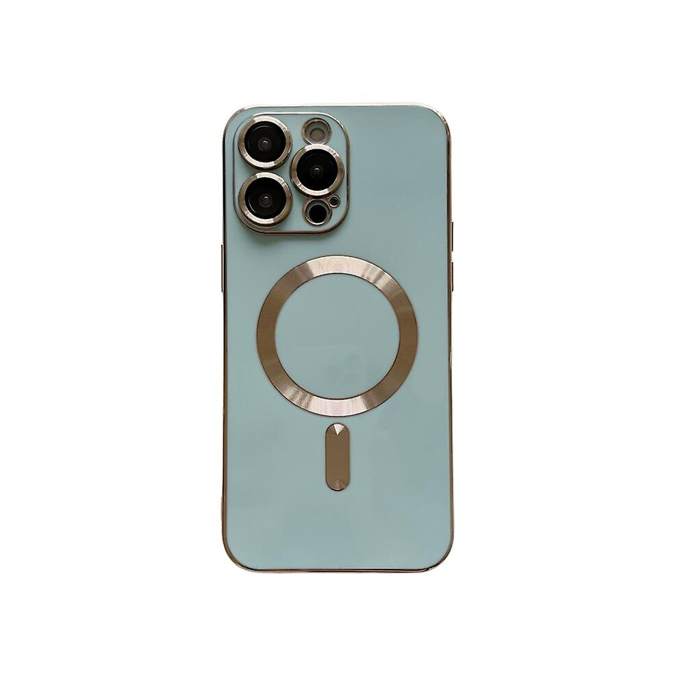 Compatible Iphone 12 Magsafe Plating Tpu Phone Case With Lens Film:light Green 5207287340637