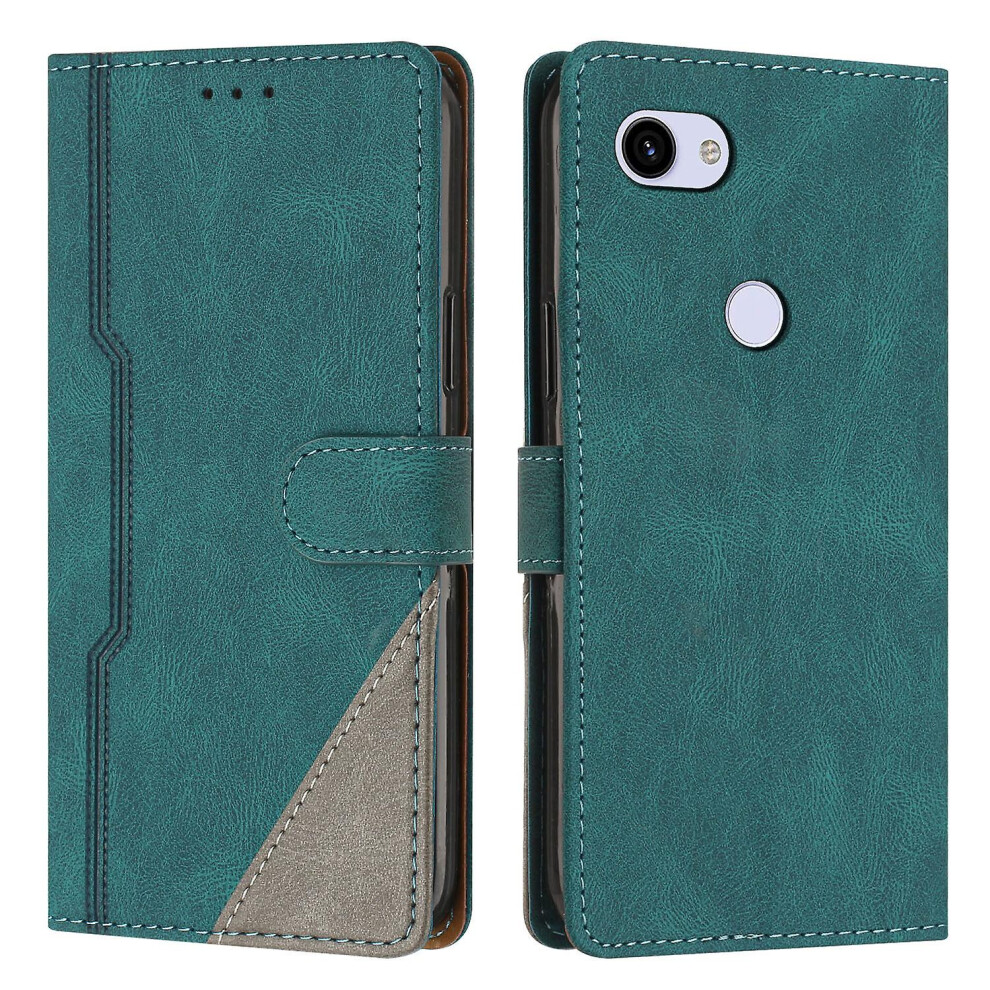 Leather Magnetic Clasp Case With Flip Wallet Stand Function Cover Compatible Google Pixel 3A: Green 5207287340552