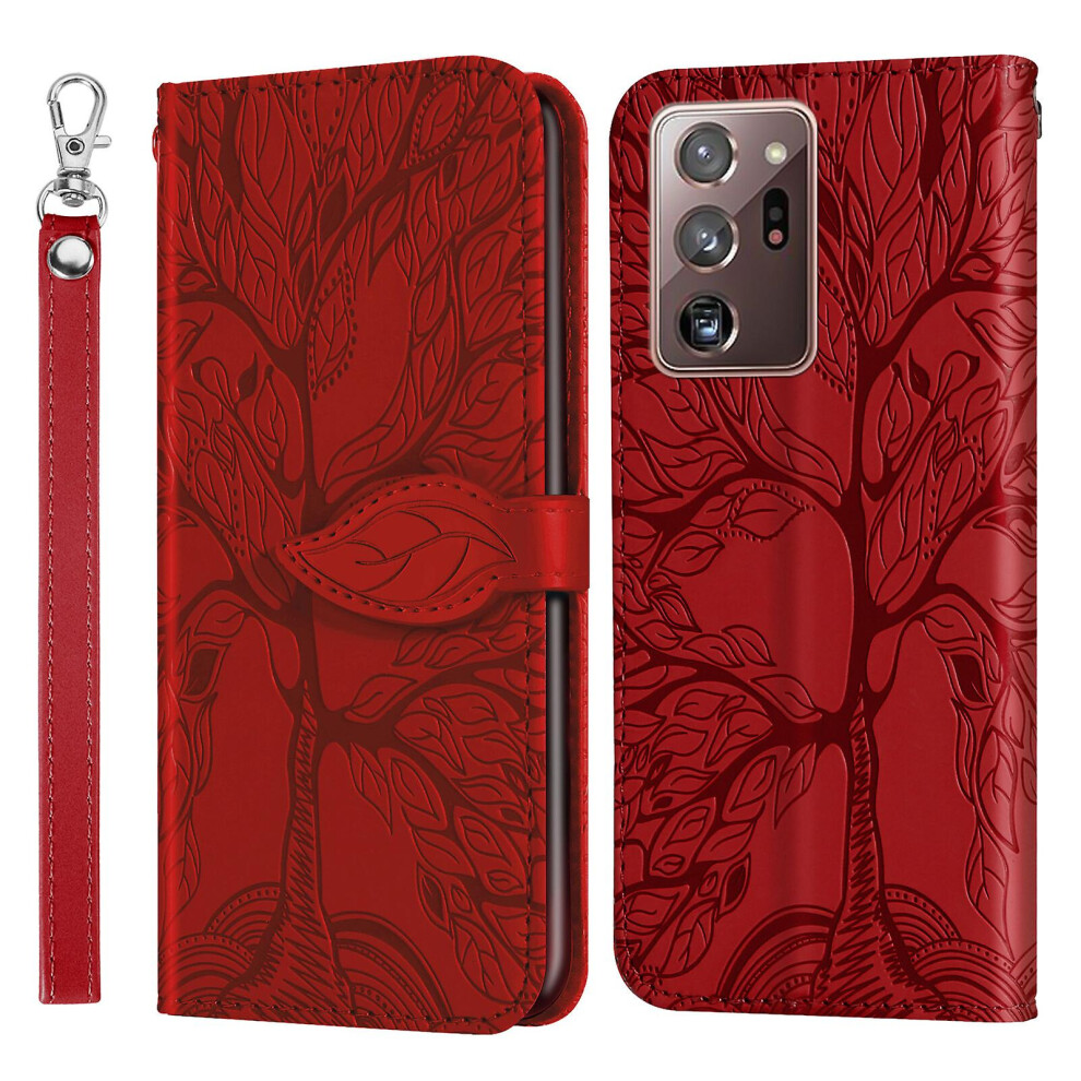 Compatible Samsung Galaxy Note20 Ultra Wallet Case,2 Credit Card Slot Id Card Holder,Pu Leather Flip Case With Strap - Red 7682067333661