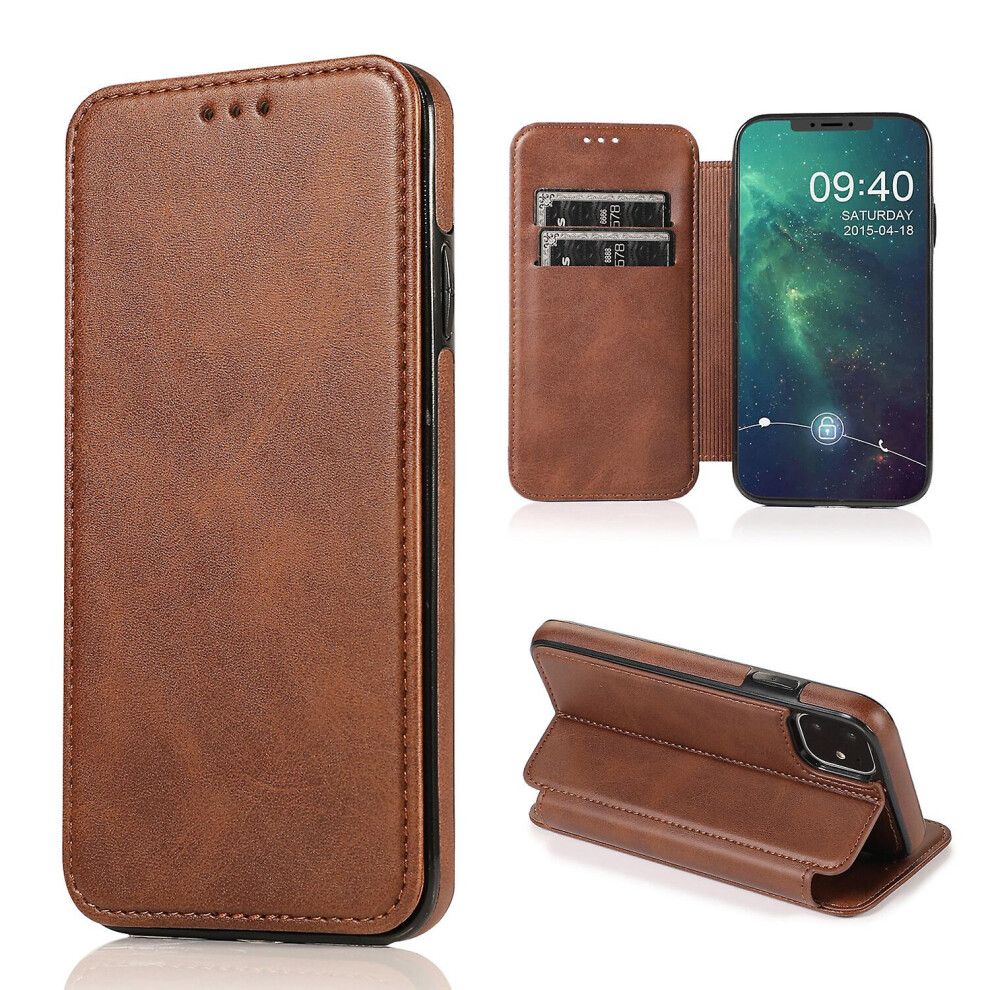Iphone 11 Case Leather Wallet Flip Phone Case: Brown 3581503313851