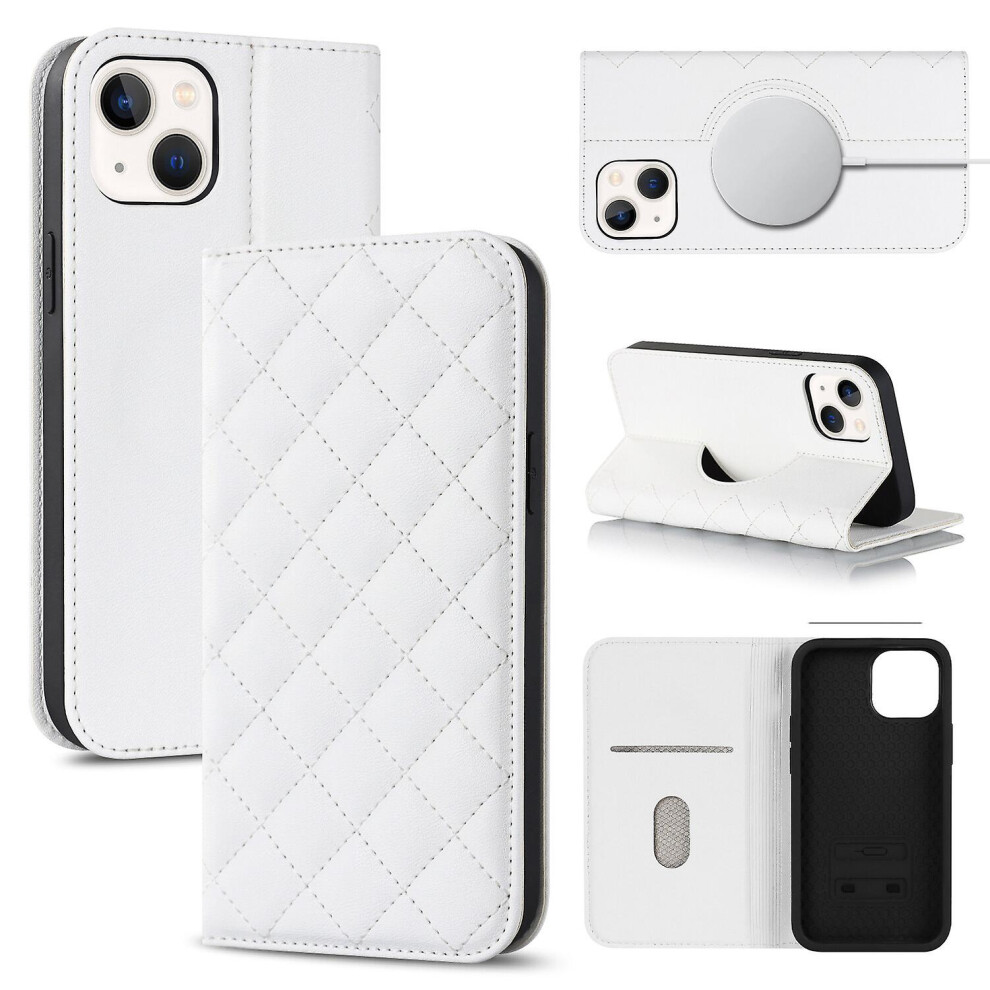 Compatible Iphone 13 Mini Case Leather Wallet Flip Phone Case With Magsafe: White 3403292163441