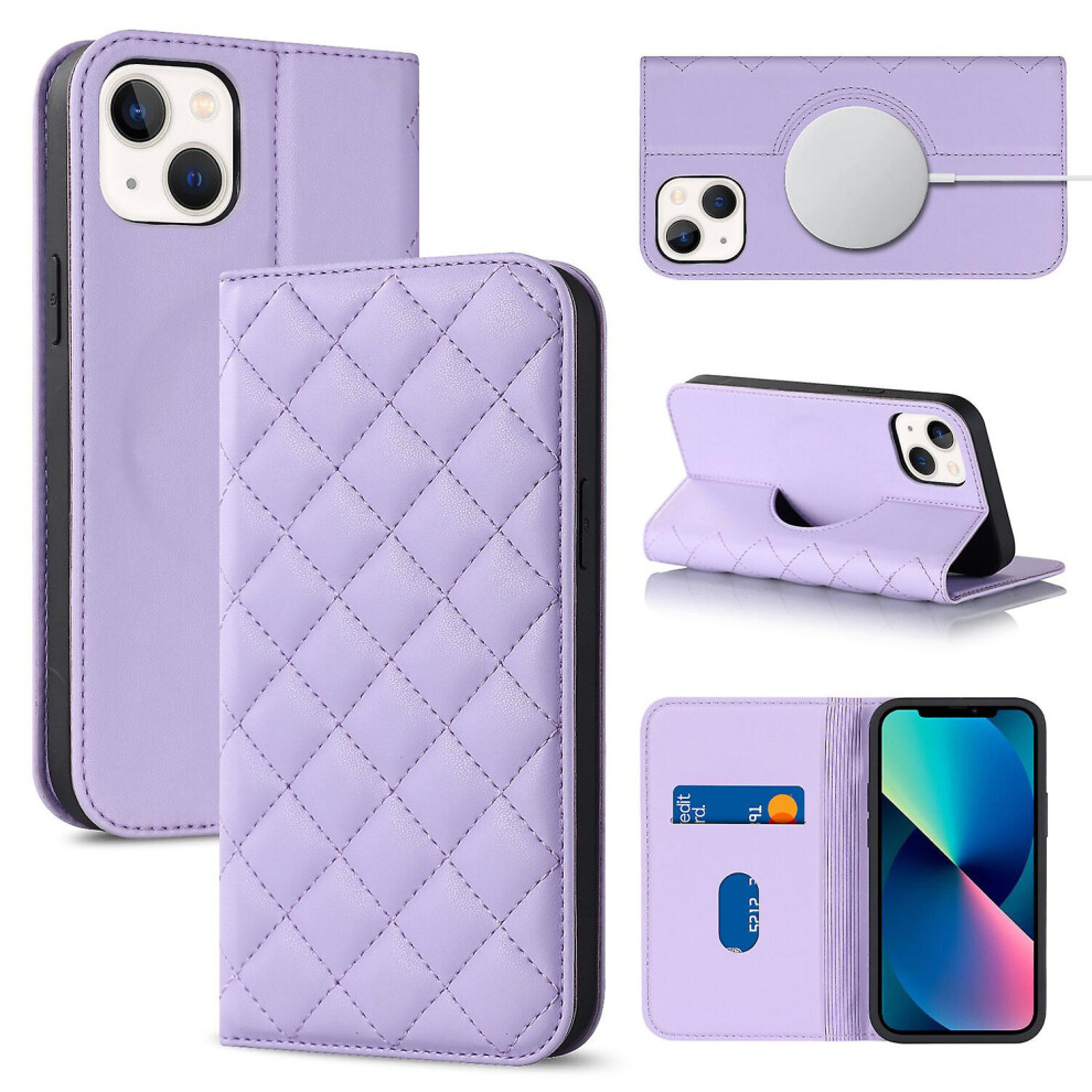 Compatible Iphone 13 Mini Case Leather Wallet Flip Phone Case With Magsafe: Purple 3748264225483