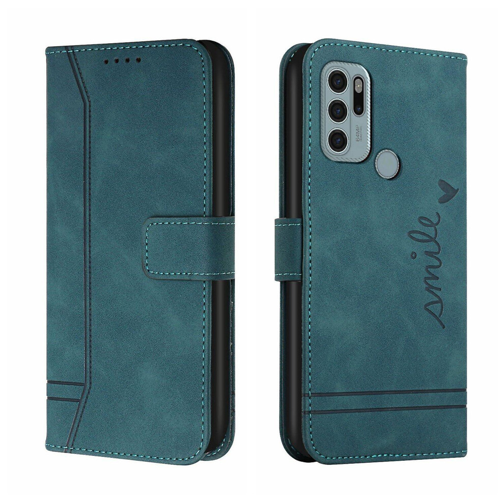 Leather Magnetic Closure Case With Flip Wallet Stand Function Cover Compatible Moto G60s: Green 3248990255209