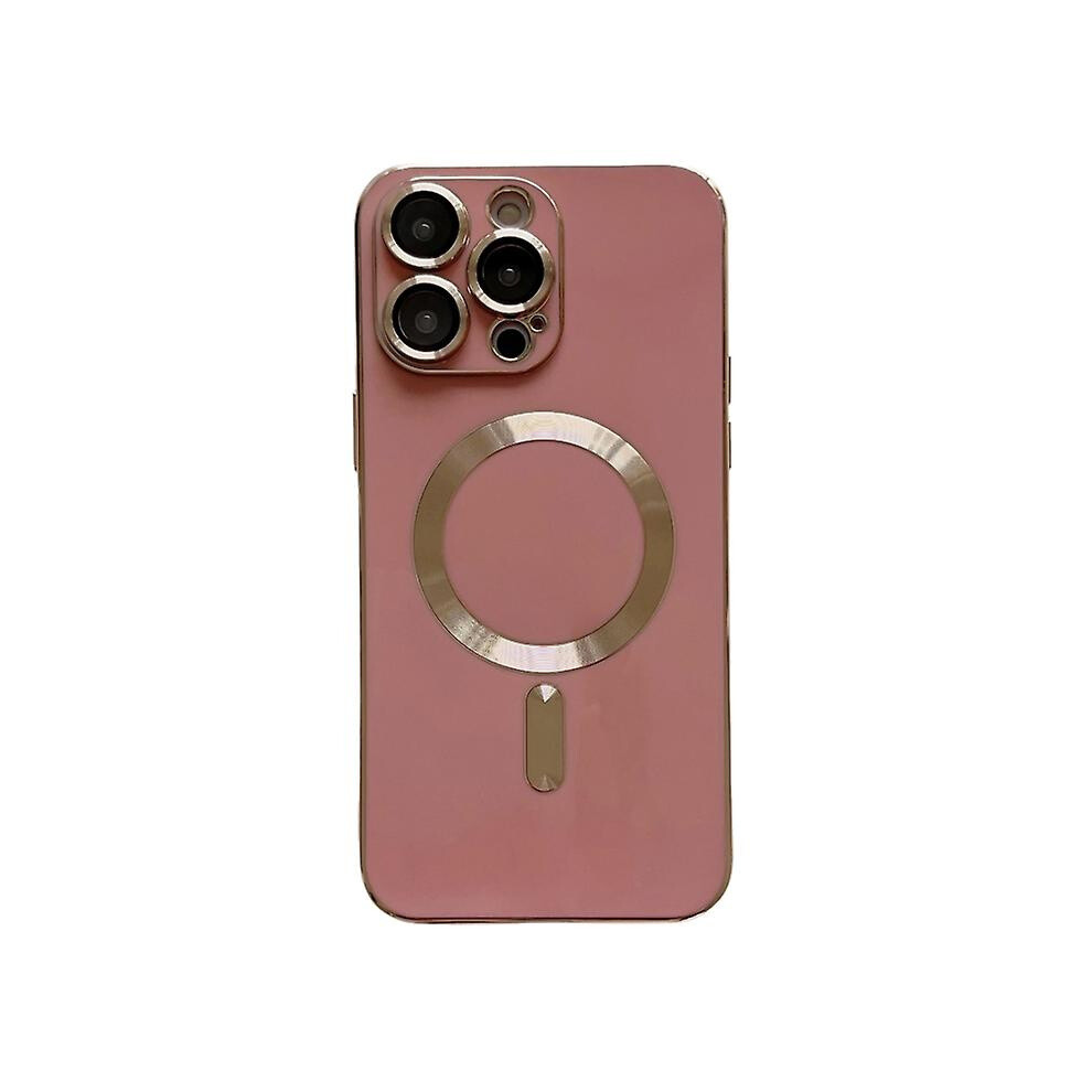 Compatible Iphone 12 Magsafe Plating Tpu Phone Case With Lens Film:rose Red 5207287340644