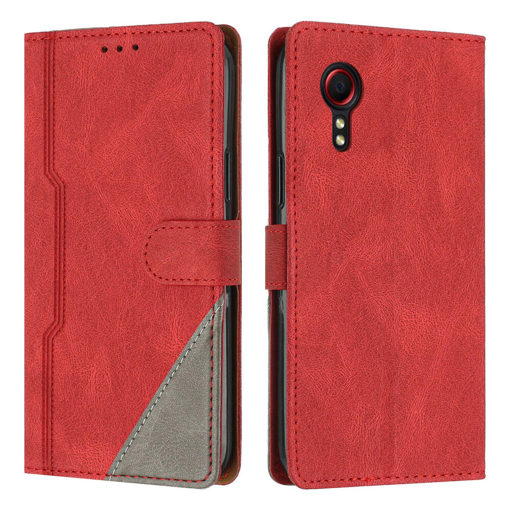 Leather Magnetic Clasp Case With Flip Wallet Stand Function Cover Compatible Samsung Xcover 5: Red 3248990255339