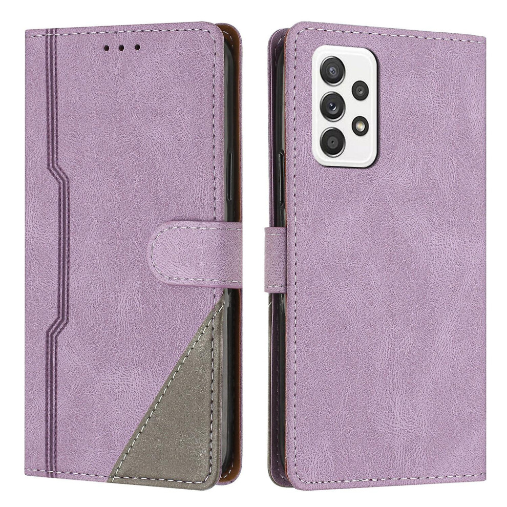 Leather Magnetic Clasp Case With Flip Wallet Stand Function Cover Compatible Samsung A33 5G: Purple 7056706124727