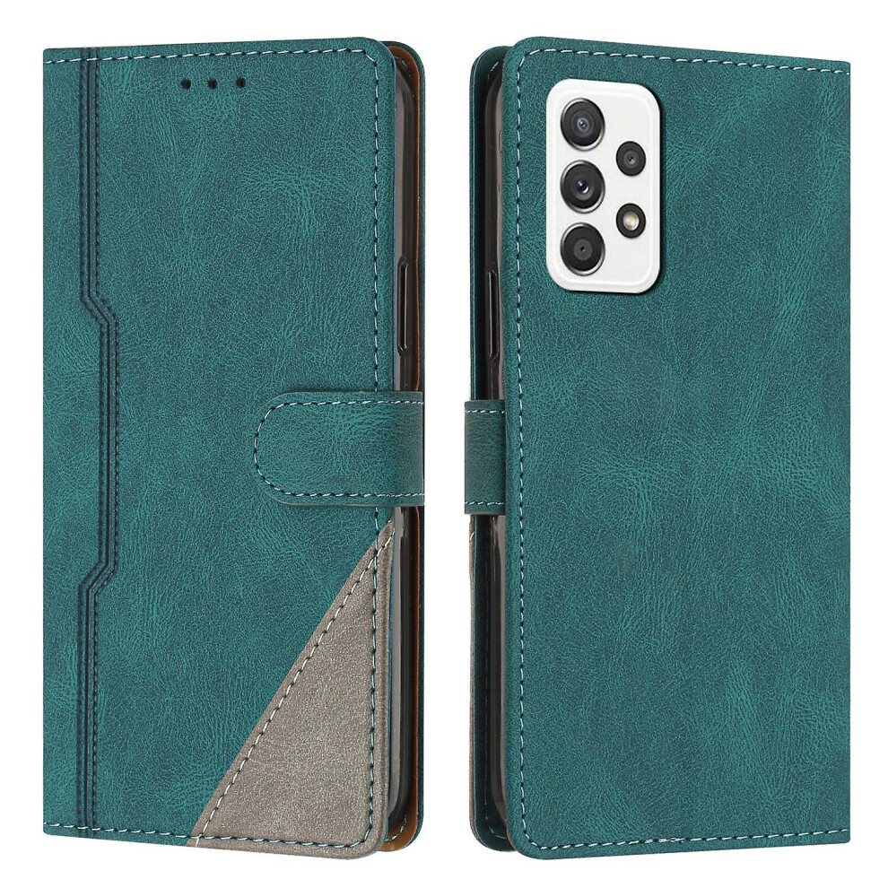 Leather Magnetic Clasp Case With Flip Wallet Stand Function Cover Compatible Samsung A33 5G: Green 7056706124710
