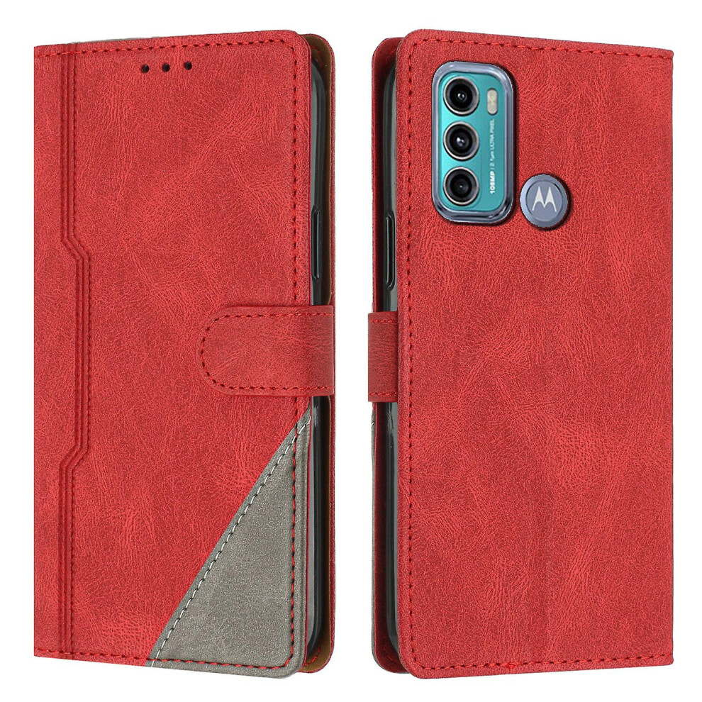 Leather Magnetic Clasp Case With Flip Wallet Stand Function Cover Compatible Moto G60 /G40 Fusion: Red 3463626398291