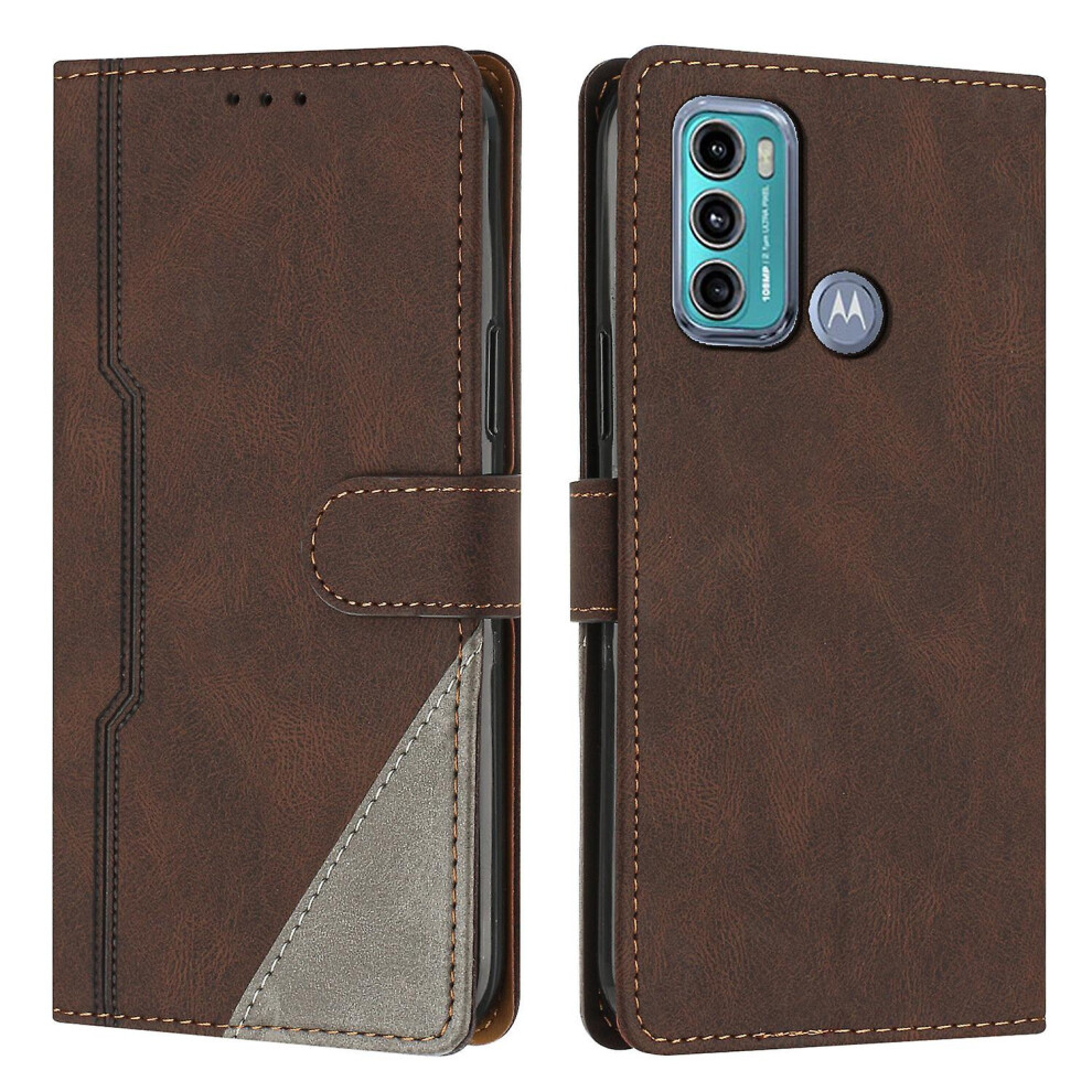 Leather Magnetic Clasp Case With Flip Wallet Stand Function Cover Compatible Moto G60 /G40 Fusion: Brown 4327429424269