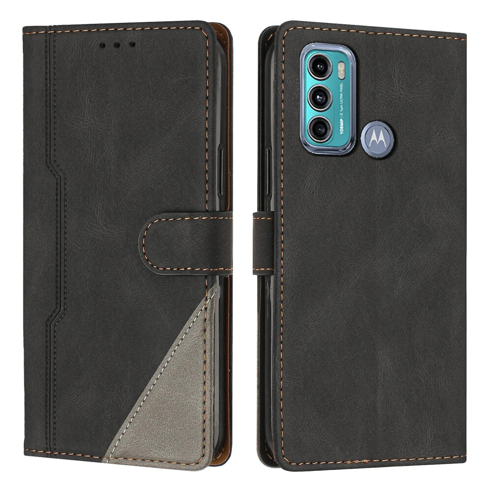 Leather Magnetic Clasp Case With Flip Wallet Stand Function Cover Compatible Moto G60 /G40 Fusion: Black 8083426246308