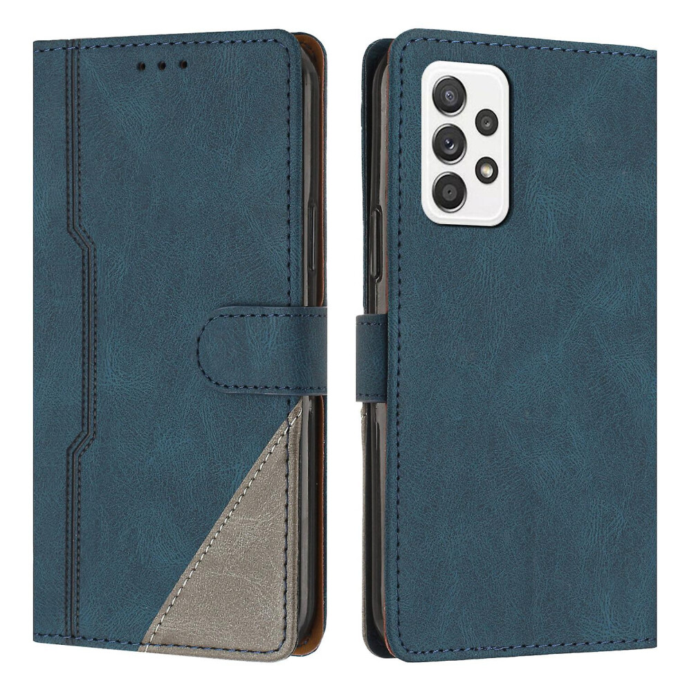 Leather Magnetic Clasp Case With Flip Wallet Stand Function Cover Compatible Samsung A33 5G: Blue 7056706124697