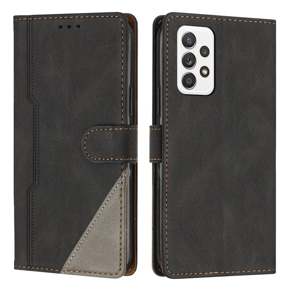 Leather Magnetic Clasp Case With Flip Wallet Stand Function Cover Compatible Samsung A33 5G: Black 7056706124680