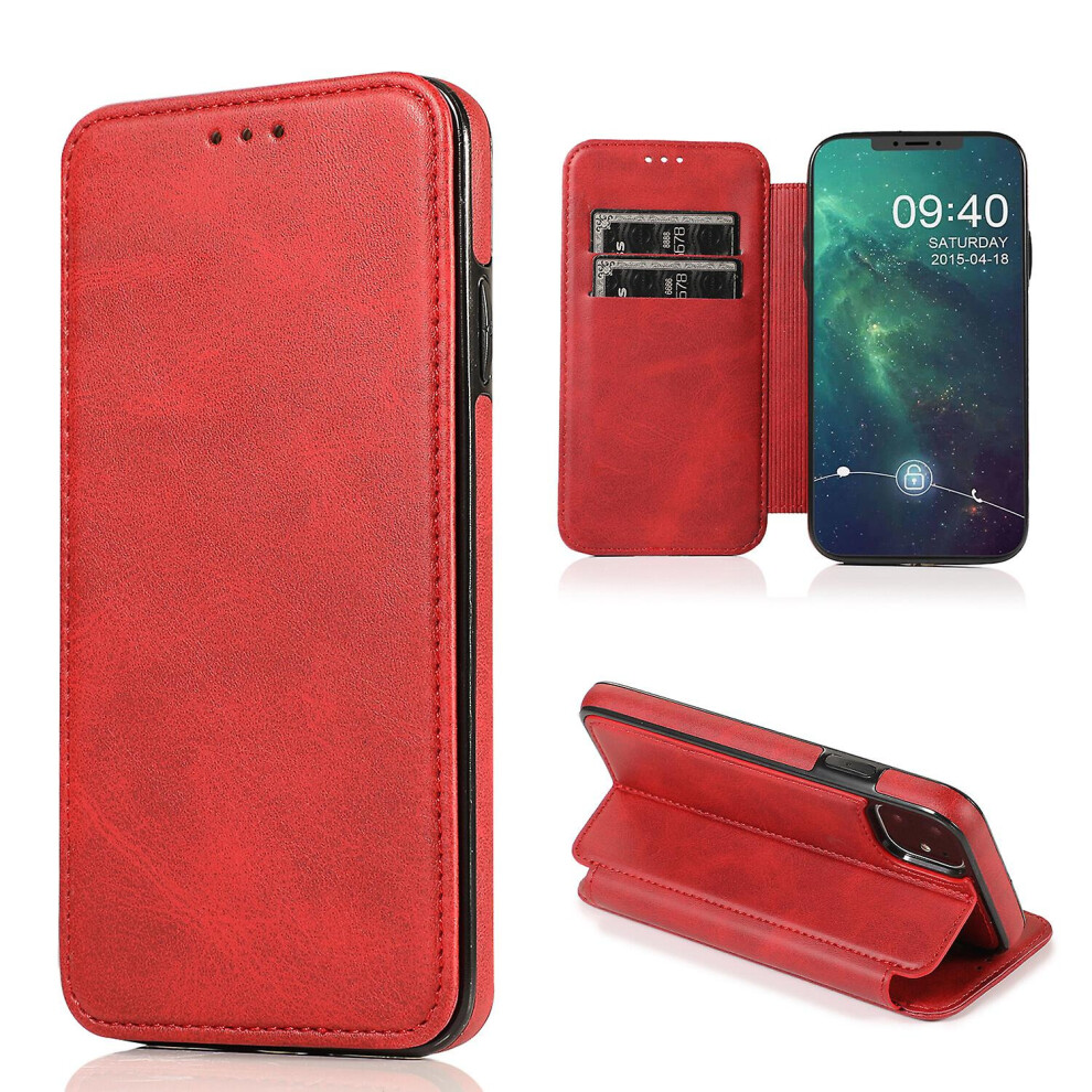 Iphone 11 Case Leather Wallet Flip Phone Case: Red 3581503313882