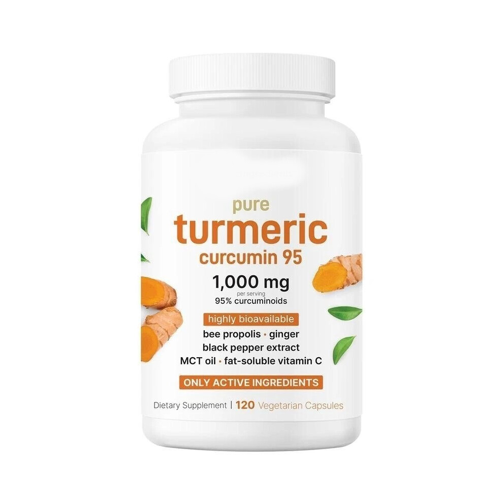 Black (Pack Of 1) Turmeric Curcumin 95% Â 1000Mg With Ginger, Pepper, Mct Â 120 Veggie Caps