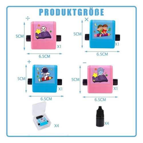 Math Roller Stamp - 4PCS Roller Digital Teaching Stamp(Addition, Subtraction, Multiplication and Division) 1