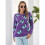 Damen Lässiger Strickpullover mit Schmetterlingsdruck, Langarm, Rundhalsausschnitt Lila M 7
