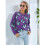 Damen Lässiger Strickpullover mit Schmetterlingsdruck, Langarm, Rundhalsausschnitt Lila M 9