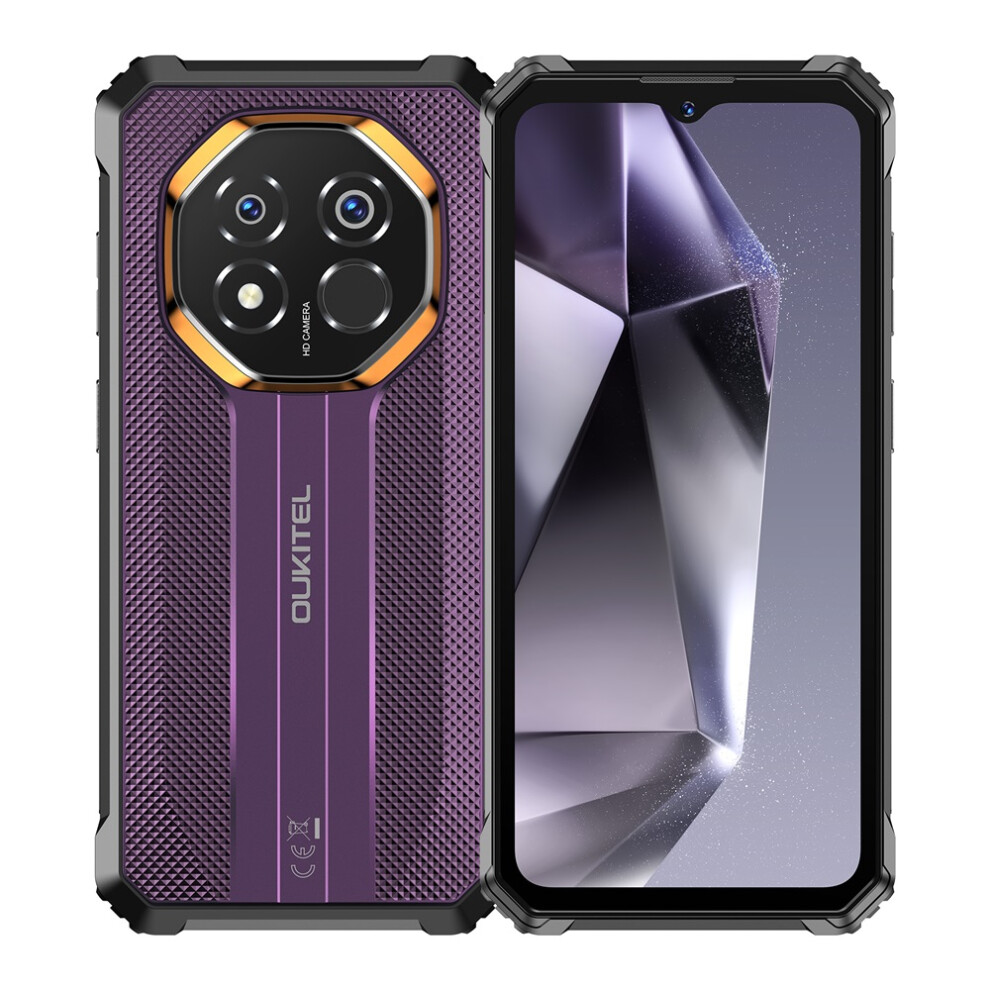 Oukitel (Purple) G7 Ai Rugged Phone Unisoc T615 4G 4Gb Ram 128Gb Rom 10600Mah Battery 6.5-Inch Android 16 Smartphone-Black/Blue/Purple Black,Purple