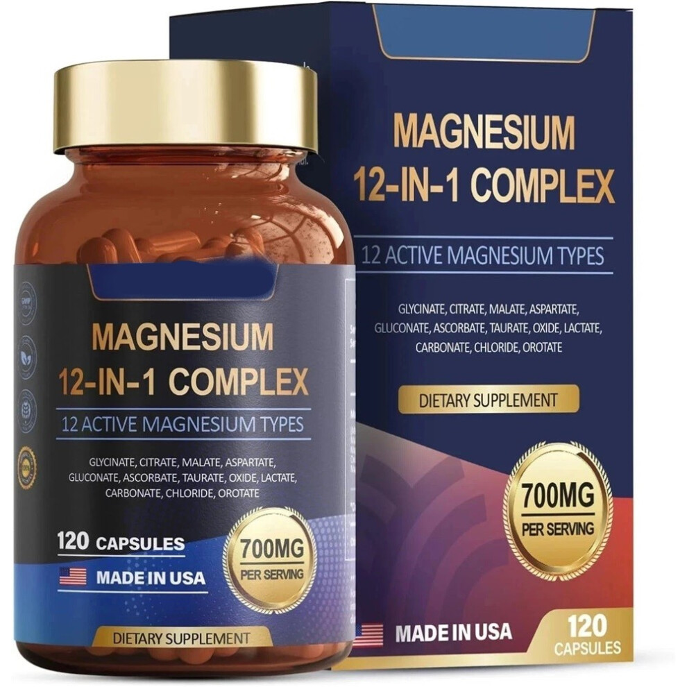Magnesium 12 in 1 Complex 700mg - Glycinate Citrate Malate Taurate Daily Support