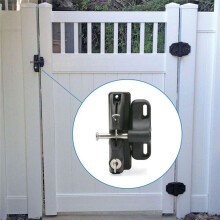 Verrou Portail à Verrouillage Automatique Double Face, Verrou Clôture Verrouillable à Clé pour Sécurité Enfant et Animal Compagnie, Verrou pour
