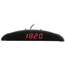 3-In-1 Auto 12V Digitale LED-Voltmeter Spanningstemperatuur Horlogethermometer, Rood