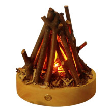 Fake Bonfire Night Light USB Uppladdningsbart 3 Lägen Fake Fire Lamp Flameless Candle Flame Light med Vitt Brus