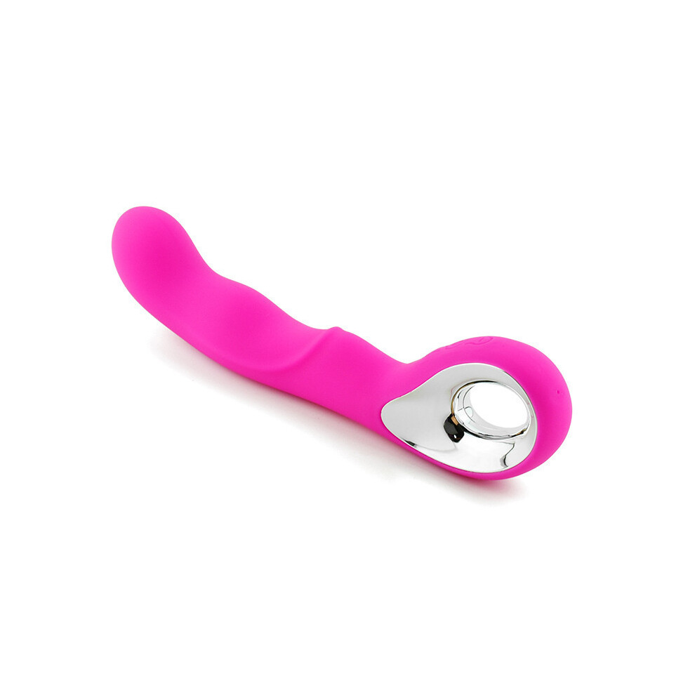Pink Ergonomic G-Spot Vibrating Massager With Finger-Loop Handle - Multi-Speed Silicone Wand