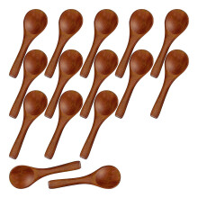 15 Pezzi Cucchiai di Legno Piccoli Cucchiaini da Caffè con Manico Corto Cucchiai da Cucina per Servire Gelato, Zucchero, , Ecc.