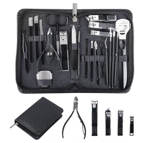 Professional Manicure and Pedicure Kit - 22 Pieces - Stainless Steel - Sharp Tools - Durable