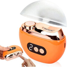3-in-1 USB-ladattavat sähkökynsisakset, kolmivaihteinen automaattinen kynsienleikkuri, oranssi LED-valo ja kiillotustoiminto.