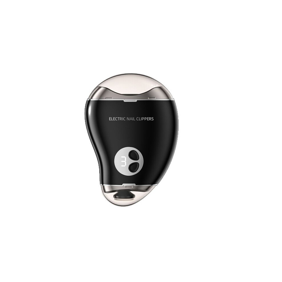 Electric nail clippers, with LED light, 3 speed settings, 500mAh battery, portable, black.