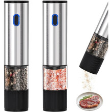 Macinasale e Pepe Elettrico, Ricaricabile Tramite USB, Macinaspezie Elettrico con Contenitore da 80 Ml, Grana Regolabile