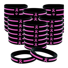 36 Bracelets de Sensibilisation au Cancer Du sein en Vrac, Accessoires, Bracelets Simples en Silicone avec Ruban Rose