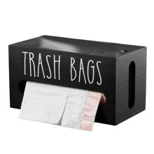 Trash Bag Dispenser, Wooden Garbage Bag Holder, Fits Most Standard Sizes, Wall Mount or Countertop, Kitchen Storage