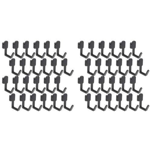 48Pcs Pegboard Hooks J Shape Pegboard Hook Peg Board Tool Organizer Accessories, Black