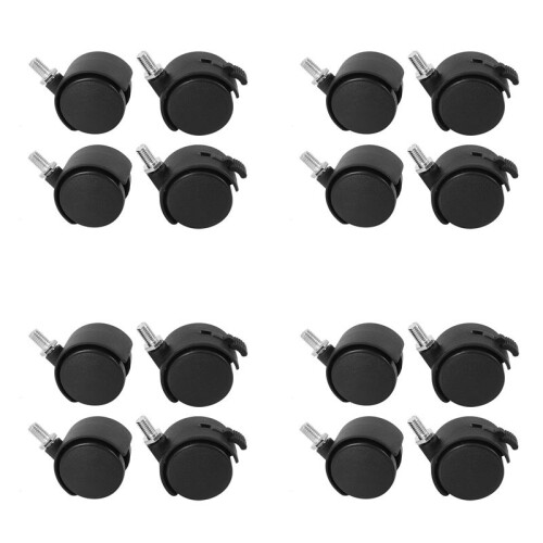 Set of 16 Screw in Caster Wheels - 8 with Lock Function