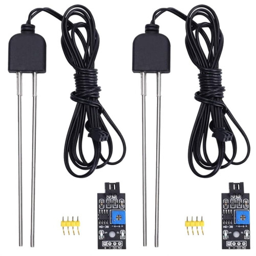 2 Sets Resistive Soil Moisture Meter with Corrosion Resistant Probe, Digital Analog Signal Output
