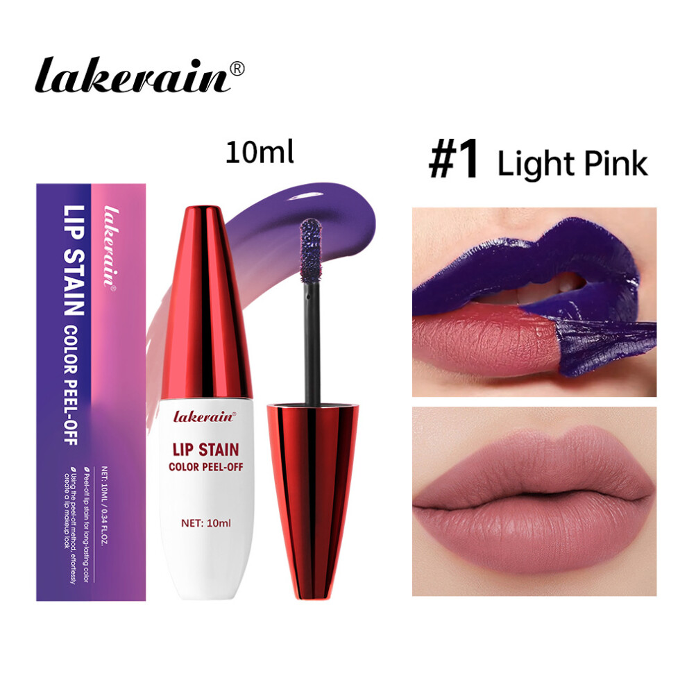 (#1 Light Pink) NEW Lakerain Peel-Off Lip Stain Long Lasting Waterproof Tattoo Lip Tint Transfer Smudge Proof 10ml